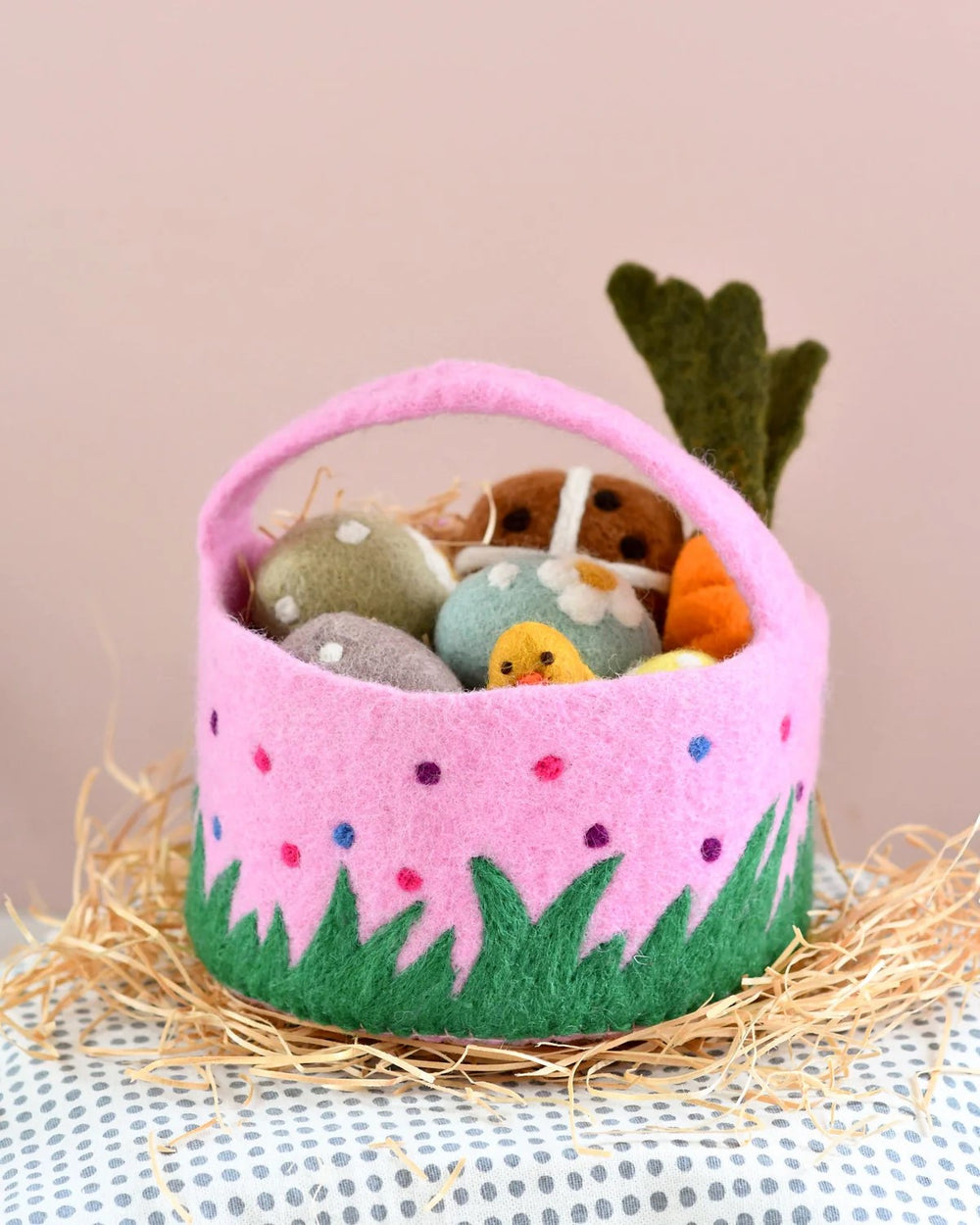 TARA TREASURES - FELT EASTER: PINK BASKET