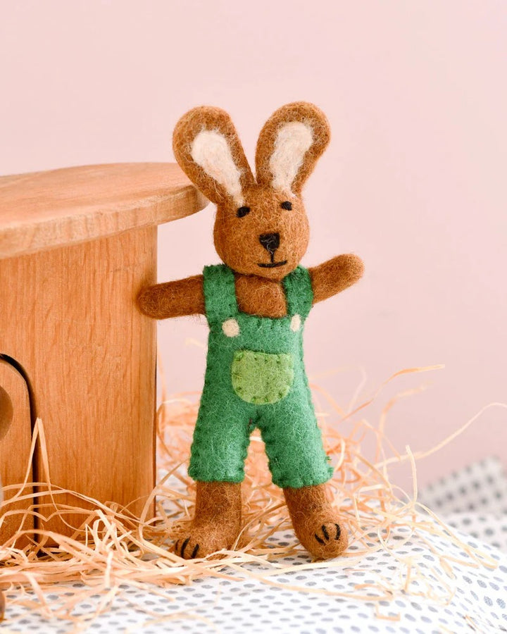 TARA TREASURES - FELT EASTER: BROWN HARE RABBIT GREEN