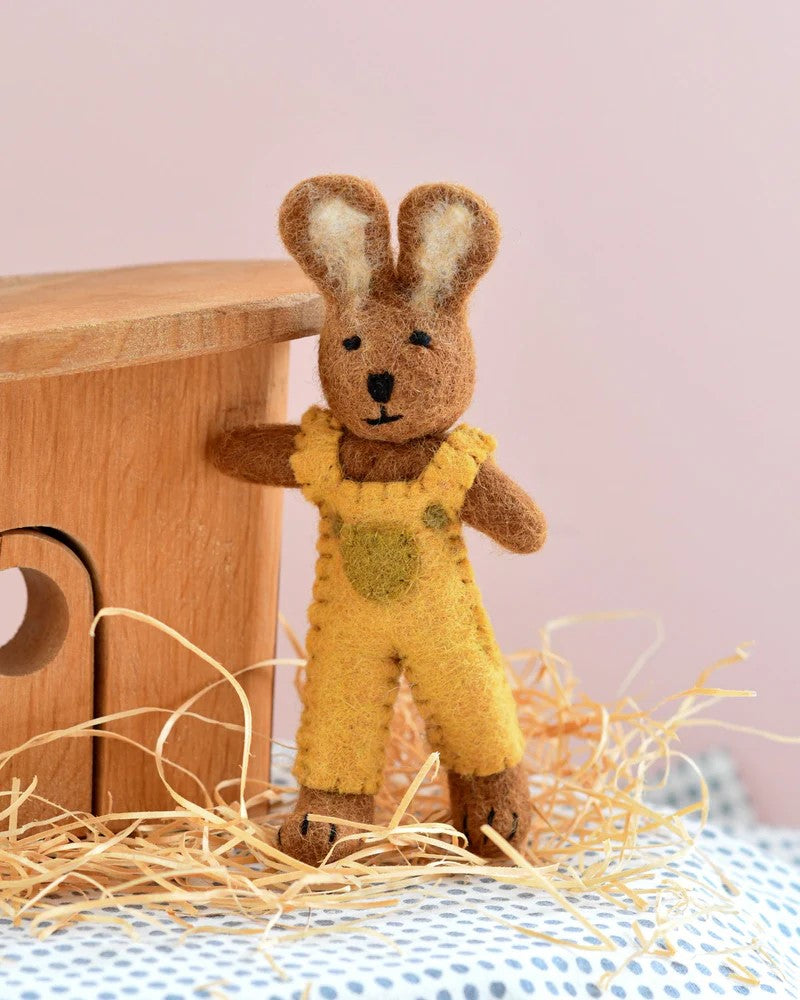 TARA TREASURES - FELT EASTER: BROWN HARE RABBIT MUSTARD