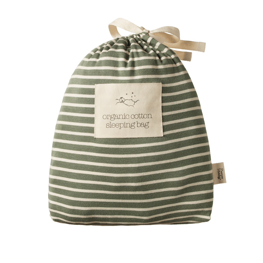 NATURE BABY - ORGANIC COTTON & MERINO SLEEPING BAG: NETTLE TWIN STRIPE [sz:3-24 MTHS]
