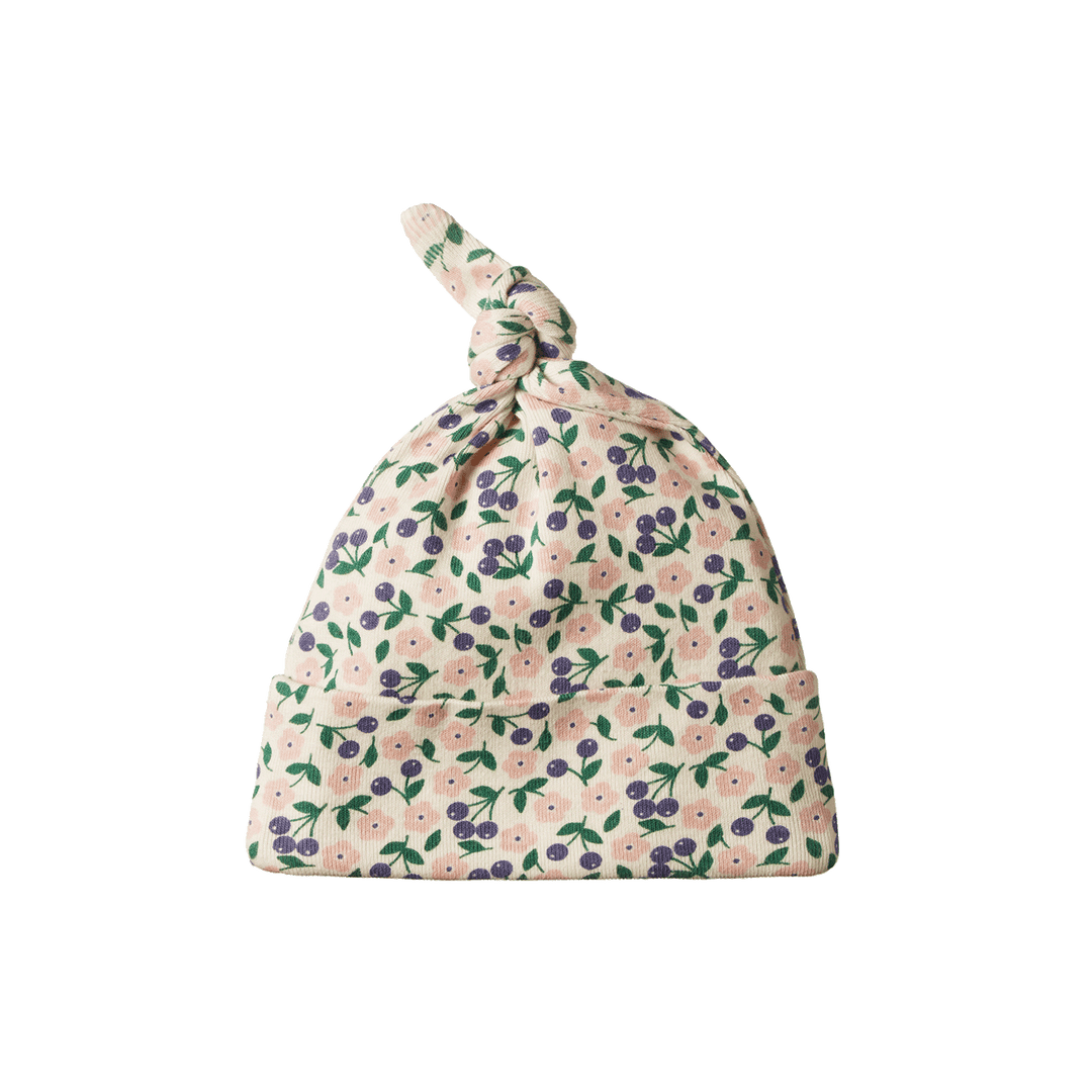 NATURE BABY - COTTON KNOTTED BEANIE: BRIARWOOD PRINT [sz:NB]