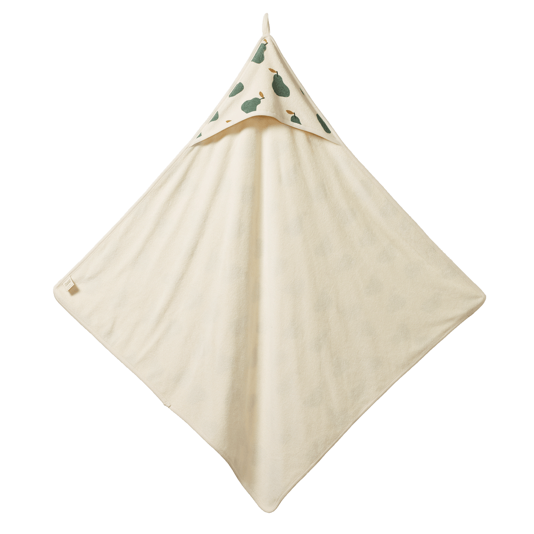 NATURE BABY - ORGANIC COTTON HOODED BATH TOWEL: PEAR PRINT