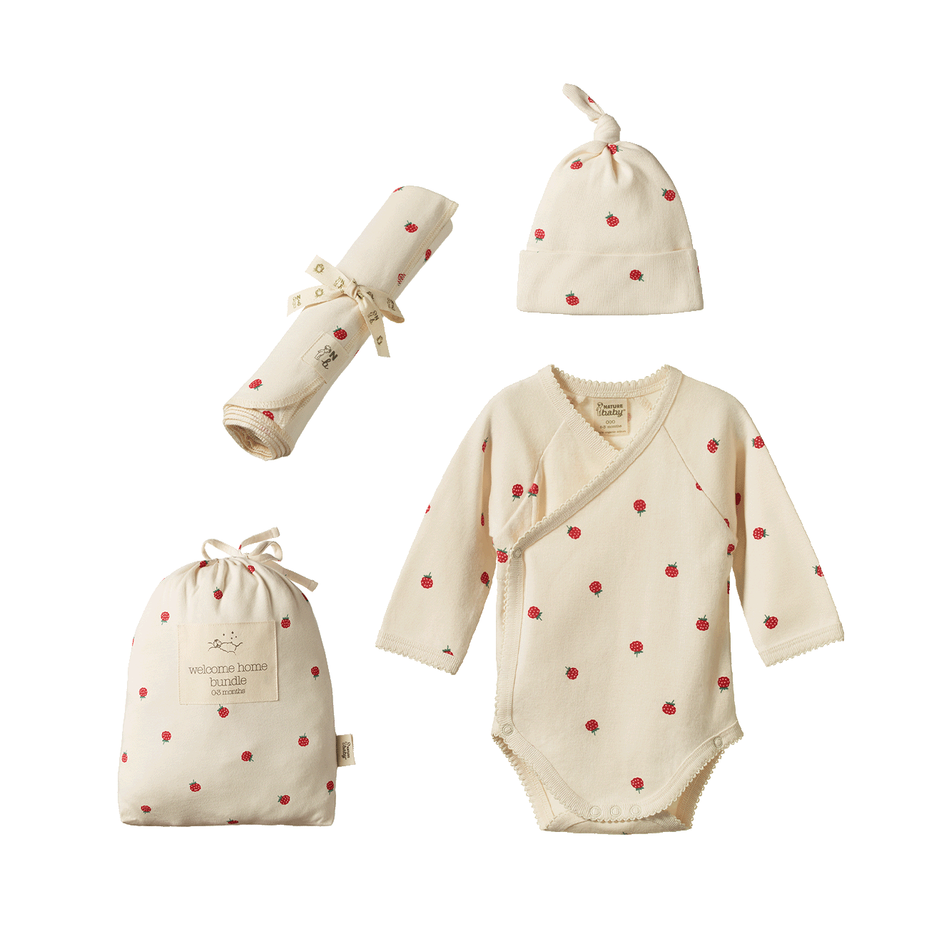 NATURE BABY - GIFT: WELCOME HOME SET: RASPBERRY PRINT – Treetop Toy Shop