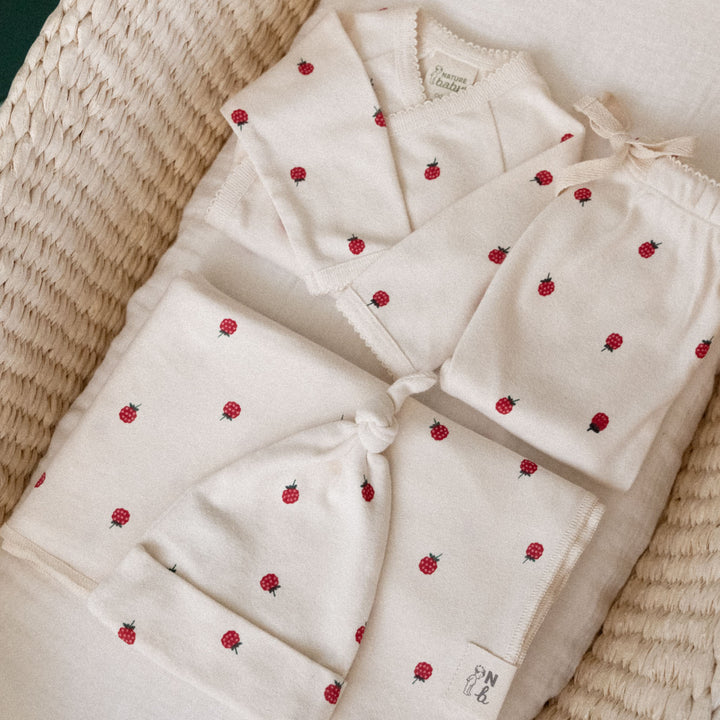 NATURE BABY - WELCOME HOME GIFT SET: RASPBERRY PRINT [sz:NB] 
