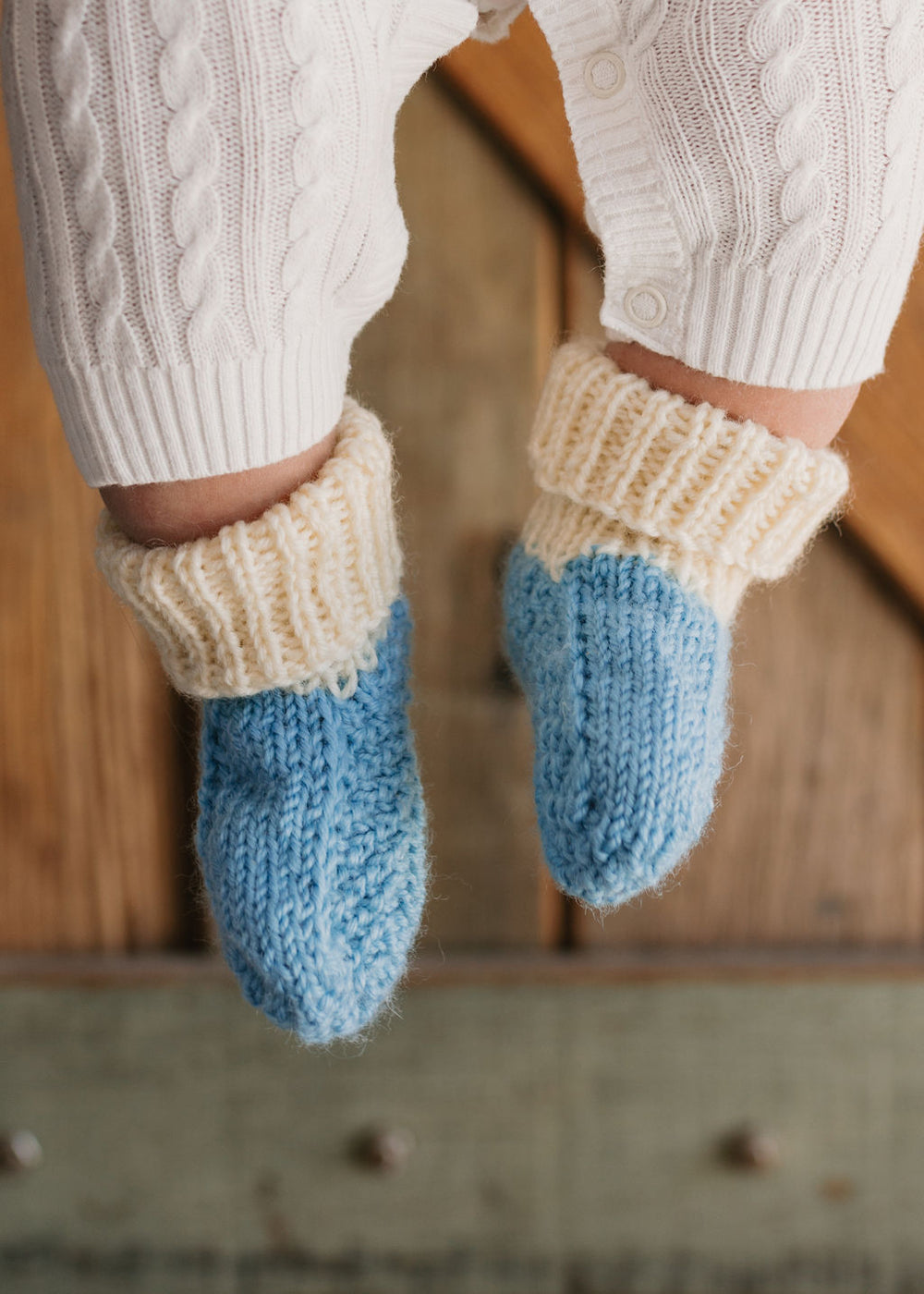 ACORN KIDS - SPRINGBUD MERINO BOOTIES: BLUE [sz:XXS (0-3 MTHS)]