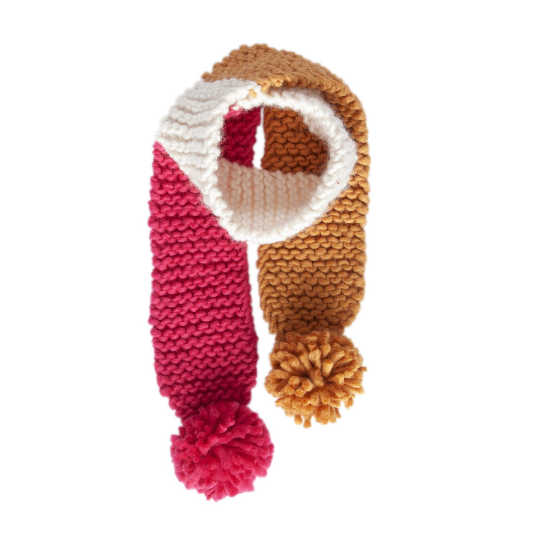 ACORN KIDS - TEDDY SCARF: FUCHSIA AND CARAMEL