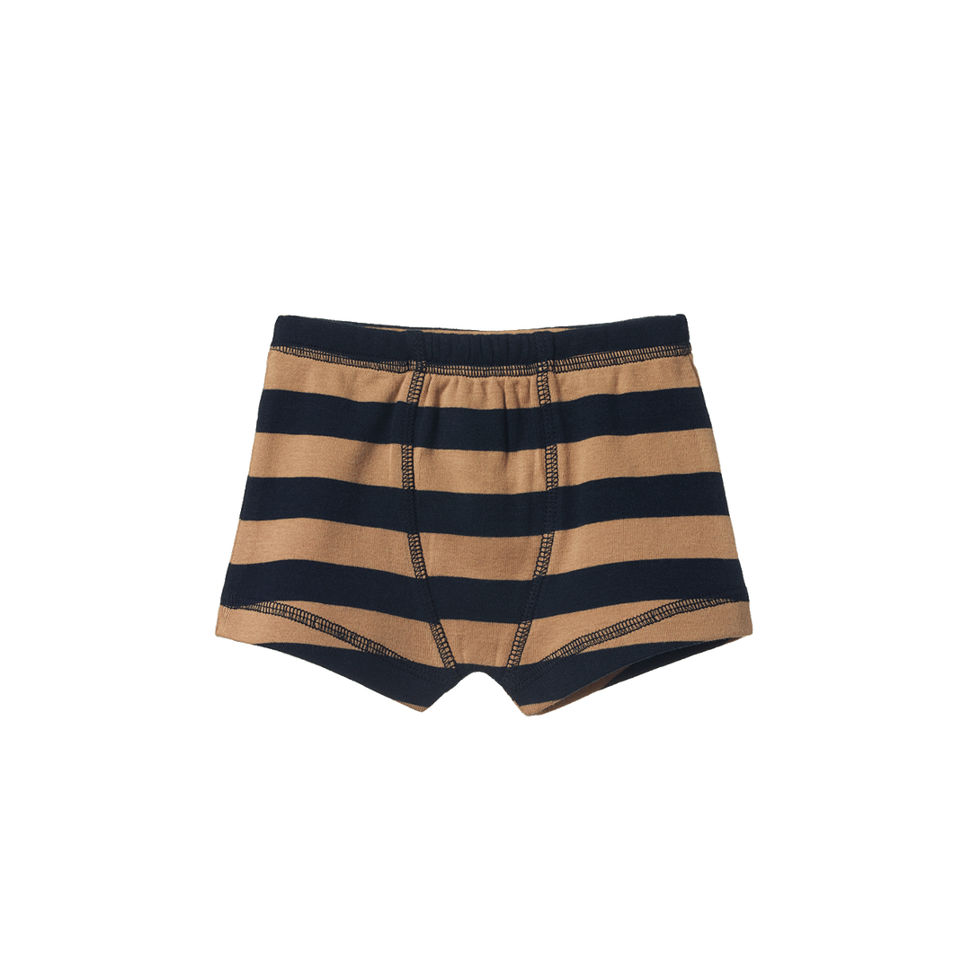 NATURE BABY - BOXER SHORTS: CARAMEL/NAVY STRIPE [sz:2 YRS]