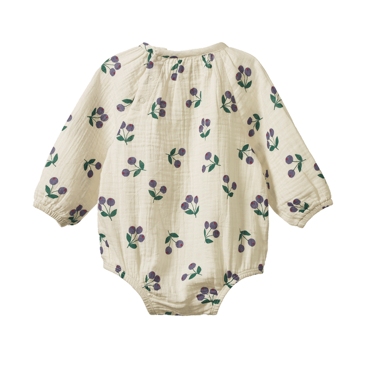 NATURE BABY - MEADOW BODYSUIT MUSLIN: WINTER BERRY NATURAL PRINT [sz:0-3 MTHS]