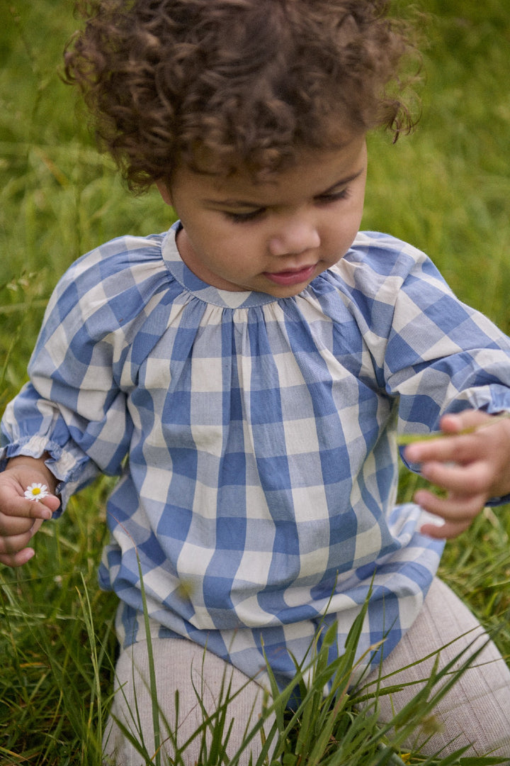 NATURE BABY - MEADOW BODYSUIT GINGHAM: BLUEBELL CHECK [sz:0-3 MTHS]
