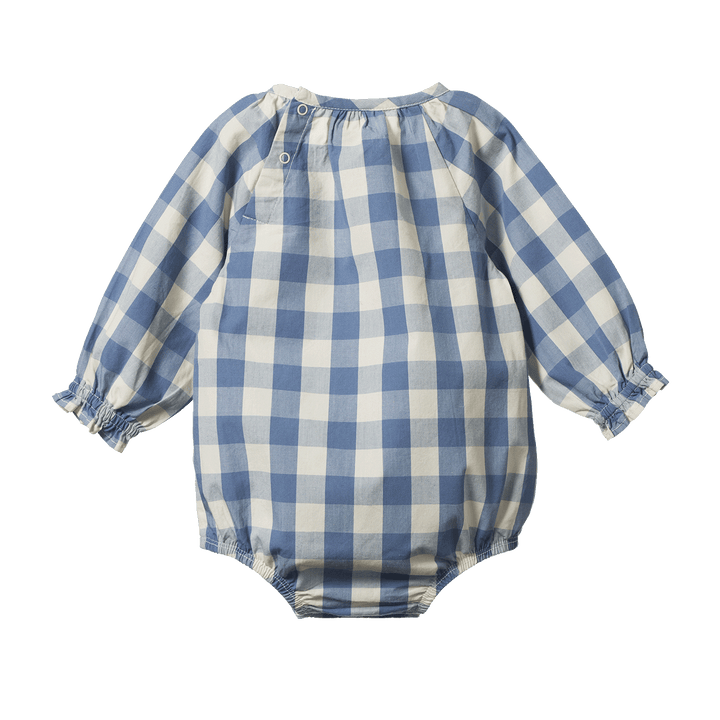 NATURE BABY - MEADOW BODYSUIT GINGHAM: BLUEBELL CHECK [sz:0-3 MTHS]