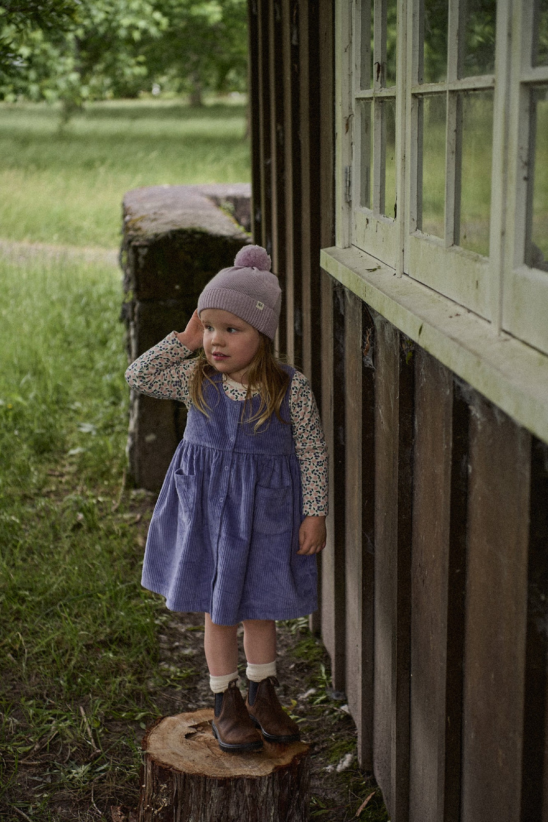 NATURE BABY - AMELIA PINAFORE: HERON [sz:6-12 MTHS]