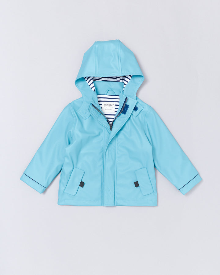 RAINKOAT - STRIPY SAILOR: AQUA BLUE [sz:1 YR]