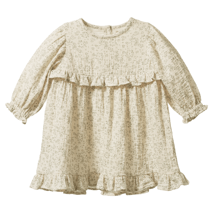 NATURE BABY - SPRINTER COLLECTION: NORA DRESS MUSLIN BLOOMSBURY PRINT [sz:6-12 MTHS]