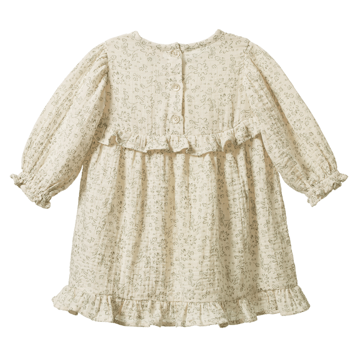 NATURE BABY - SPRINTER COLLECTION: NORA DRESS MUSLIN BLOOMSBURY PRINT [sz:6-12 MTHS]