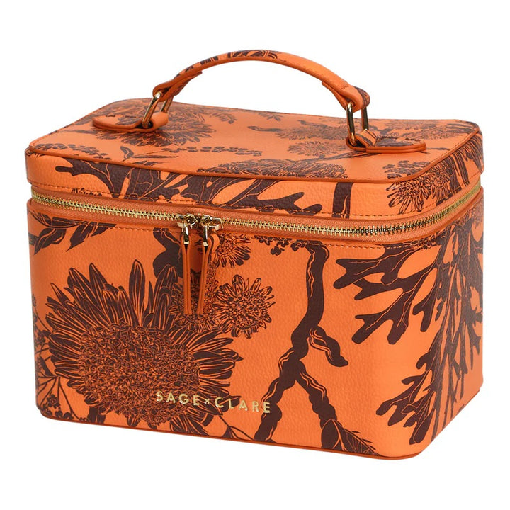 SAGE X CLARE - DELPHINE LARGE VANITY CASE: VIVID CORAL