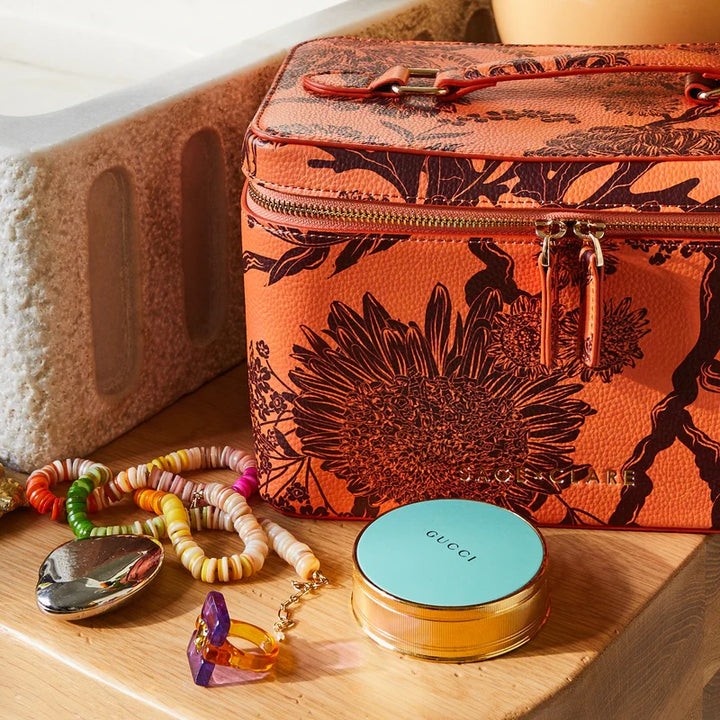 SAGE X CLARE - DELPHINE LARGE VANITY CASE: VIVID CORAL