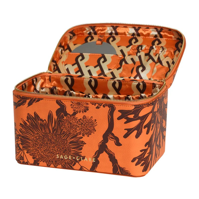SAGE X CLARE - DELPHINE LARGE VANITY CASE: VIVID CORAL