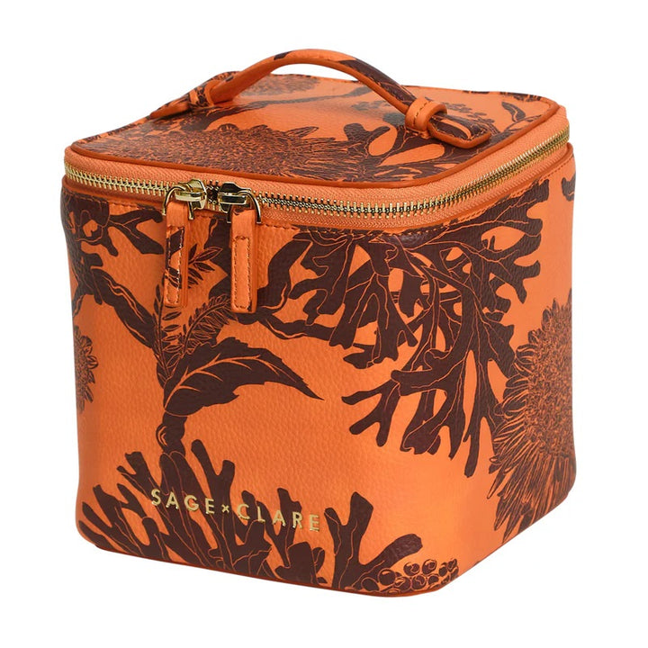 SAGE X CLARE - DELPHINE SMALL VANITY CASE: VIVID CORAL