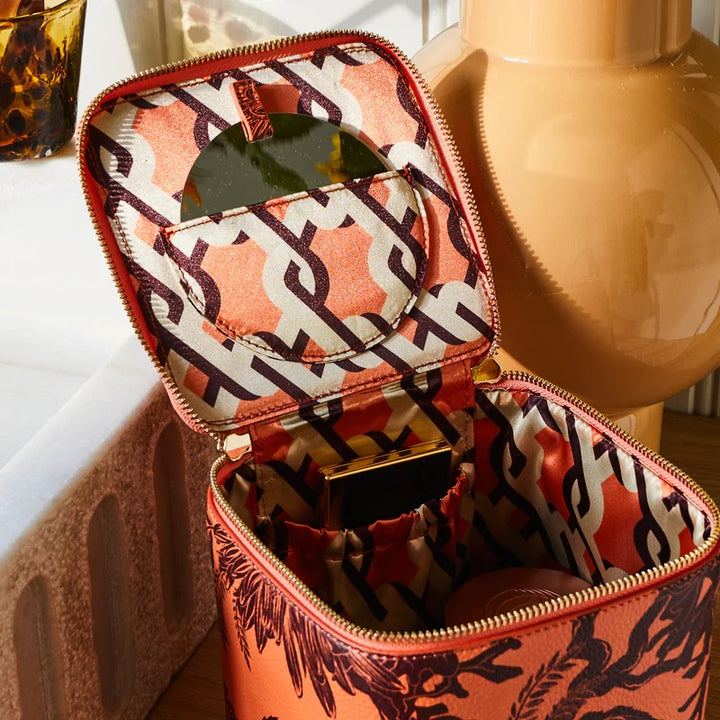 SAGE X CLARE - DELPHINE SMALL VANITY CASE: VIVID CORAL