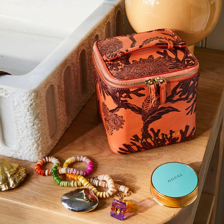 SAGE X CLARE - DELPHINE SMALL VANITY CASE: VIVID CORAL