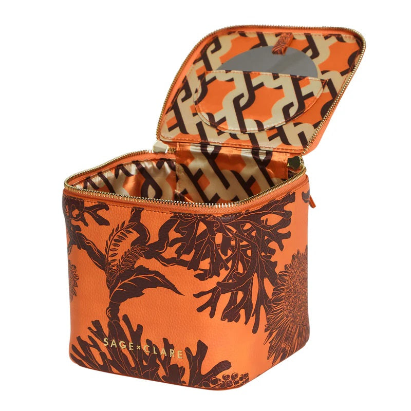 SAGE X CLARE - DELPHINE SMALL VANITY CASE: VIVID CORAL