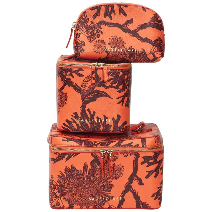 SAGE X CLARE - DELPHINE SMALL VANITY CASE: VIVID CORAL