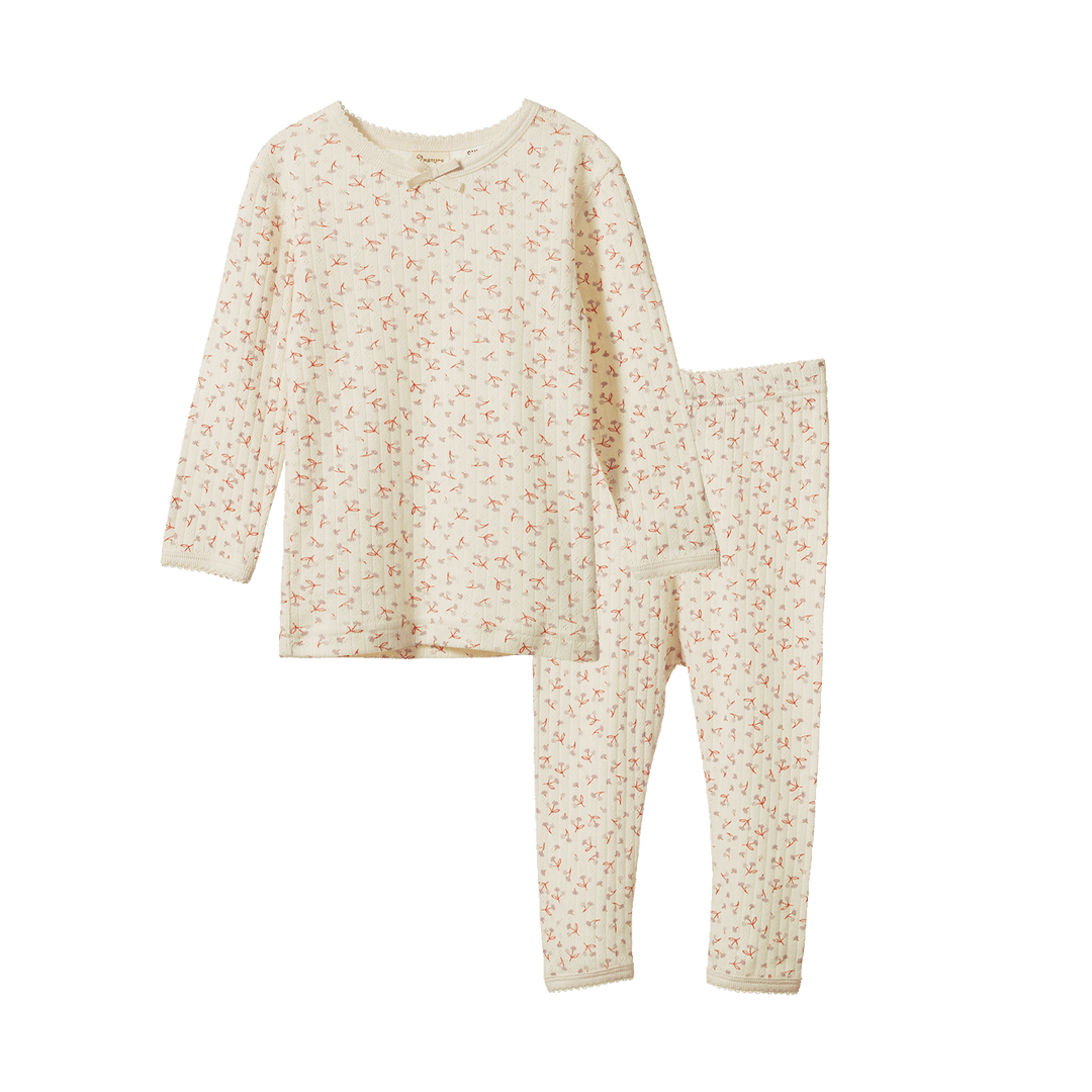 NATURE BABY - 2PC LONG SLEEVE PYJAMA SET POINTELLE: DANDELION PRINT [sz:1 YR]