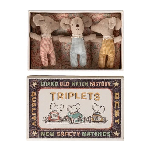 MAILEG - MOUSE: TRIPLETS BABY MICE IN A BOX CHECKER