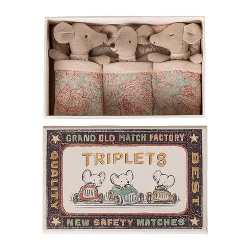 MAILEG - MOUSE: TRIPLETS BABY MICE IN A BOX CHECKER