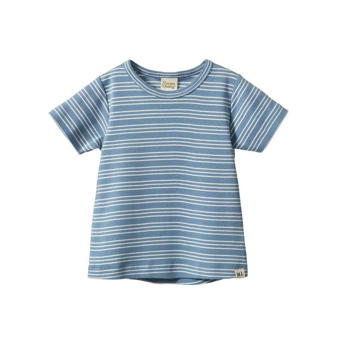 NATURE BABY - RIVER TEE: BLUE STRIPE TRIO [sz:6-12 MTHS]