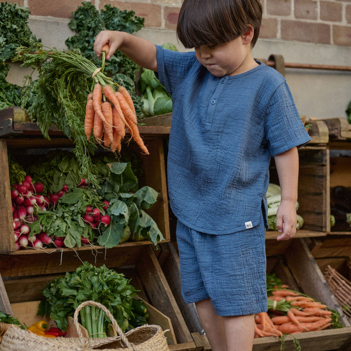 NATURE BABY - JAMES SHORT: VINTAGE INDIGO [sz:6-12 MTHS]