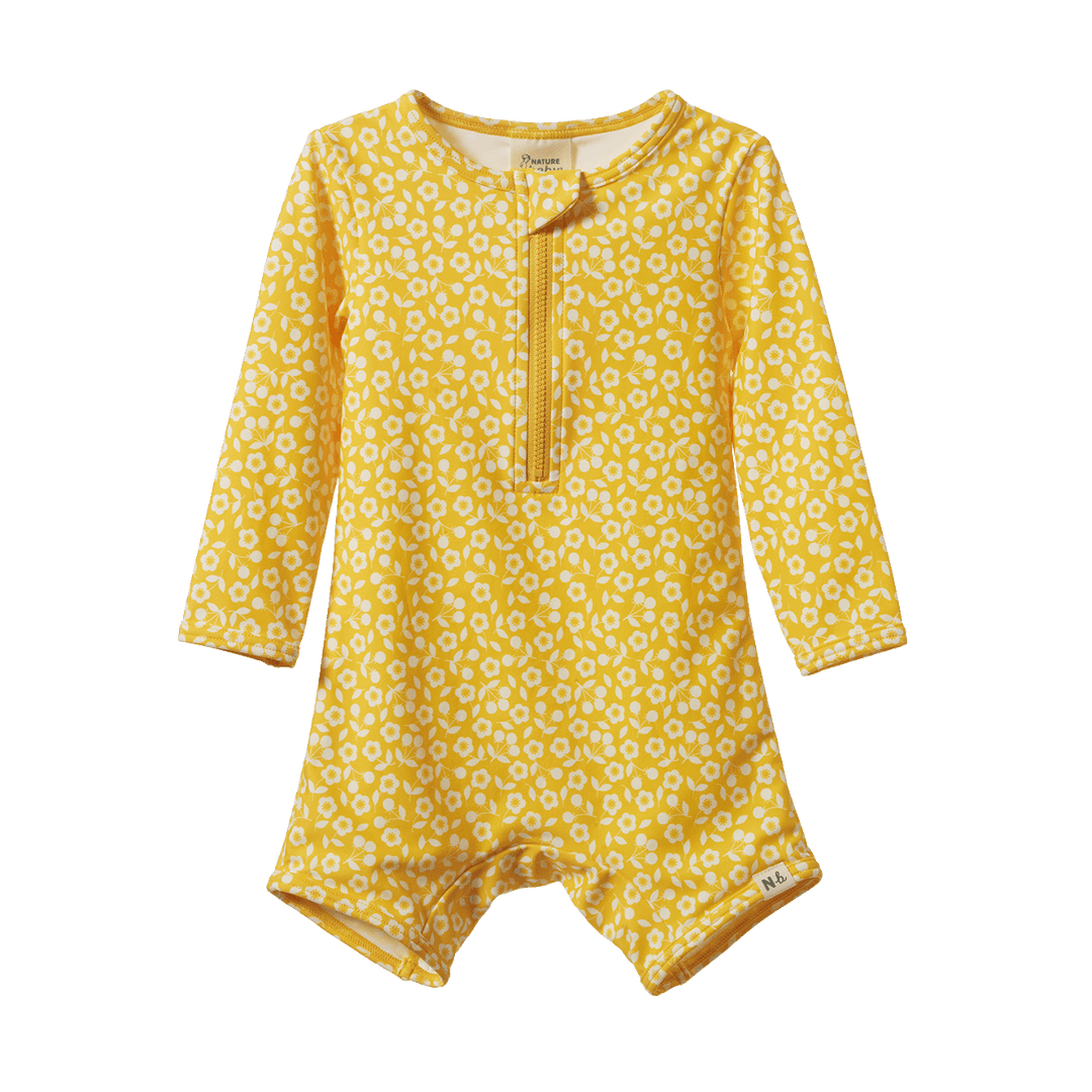 NATURE BABY - ONE PIECE BATHING TRUNKS: KITCHEN GARDEN FREESIA PRINT [sz:6-12 MTHS]