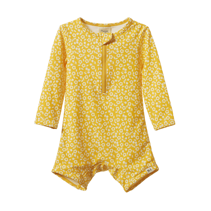 NATURE BABY - ONE PIECE BATHING TRUNKS: KITCHEN GARDEN FREESIA PRINT [sz:6-12 MTHS]