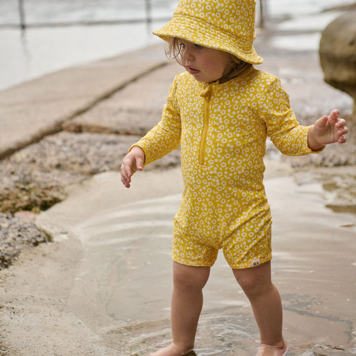 NATURE BABY - ONE PIECE BATHING TRUNKS: KITCHEN GARDEN FREESIA PRINT [sz:6-12 MTHS]