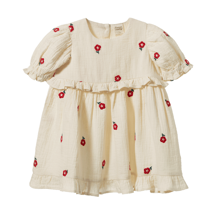 NATURE BABY - VALENTINA DRESS: RED FLORA [sz:6-12 MTHS]
