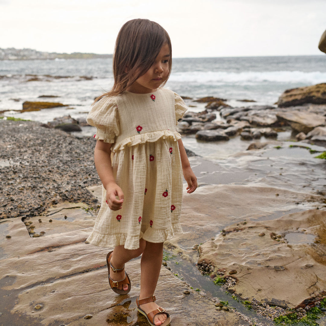 NATURE BABY - VALENTINA DRESS: RED FLORA [sz:6-12 MTHS]