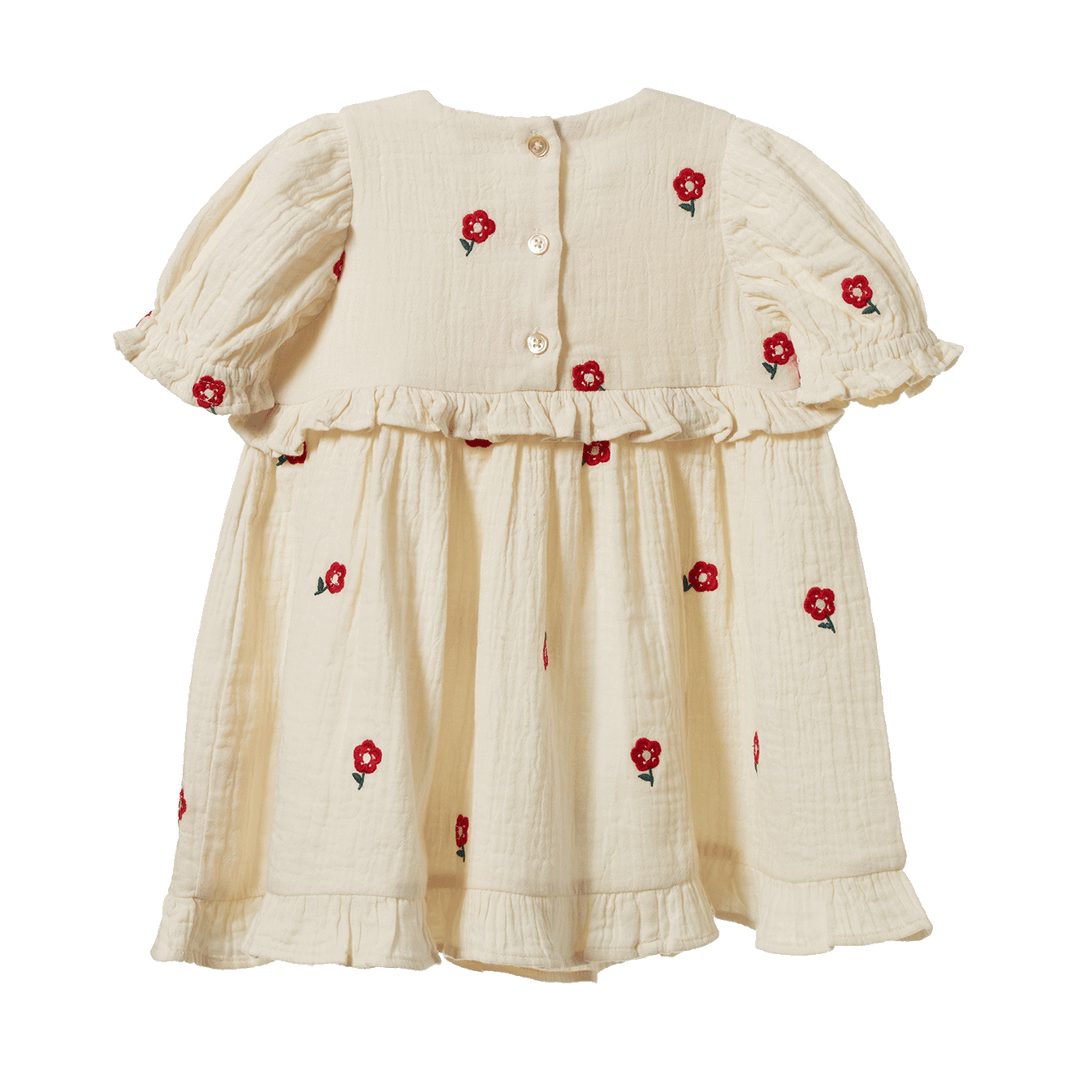 NATURE BABY - VALENTINA DRESS: RED FLORA [sz:6-12 MTHS]