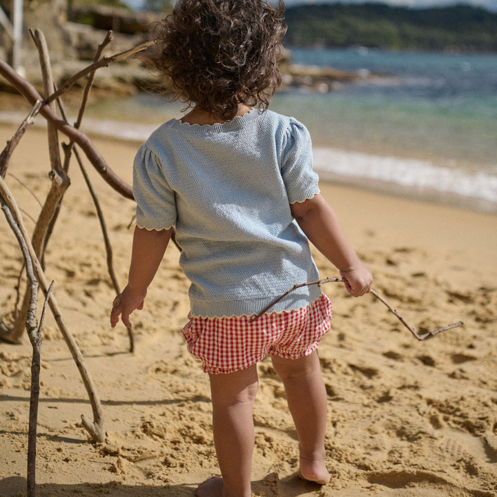 NATURE BABY - BETTY SHORTS: RED GINGHAM [sz:6-12 MTHS]