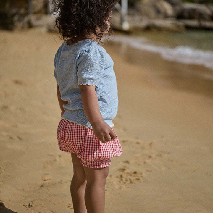 NATURE BABY - BETTY SHORTS: RED GINGHAM [sz:6-12 MTHS]