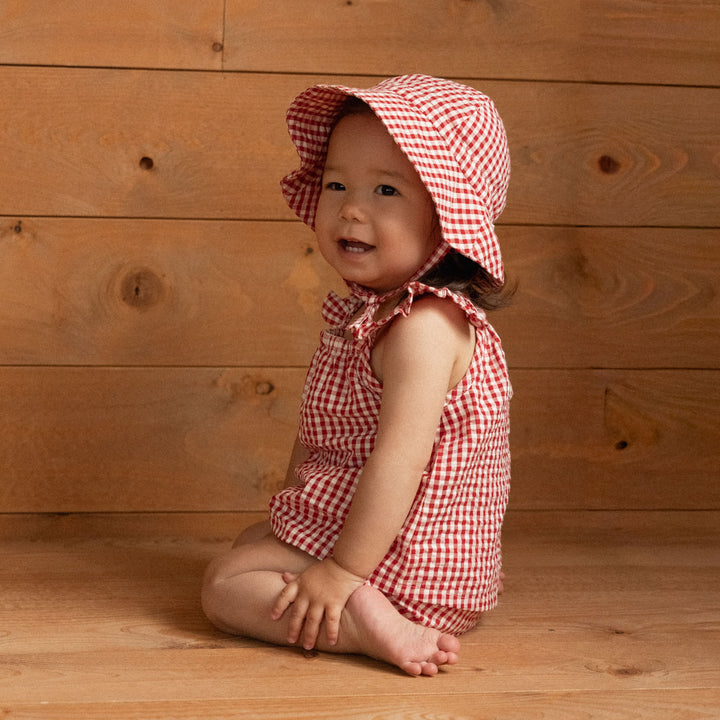 NATURE BABY - PETAL SET: RED GINGHAM [sz:0-3 MTHS]