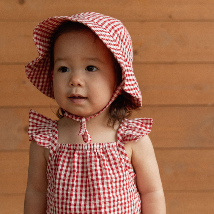 NATURE BABY - PETAL SET: RED GINGHAM [sz:0-3 MTHS]