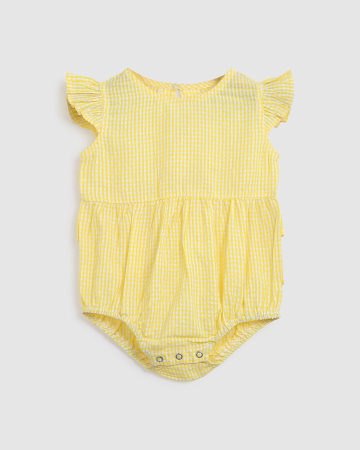 ALEX AND ANT - NELLIE PLAYSUIT: YELLOW GINGHAM [sz:0-3 MTHS]