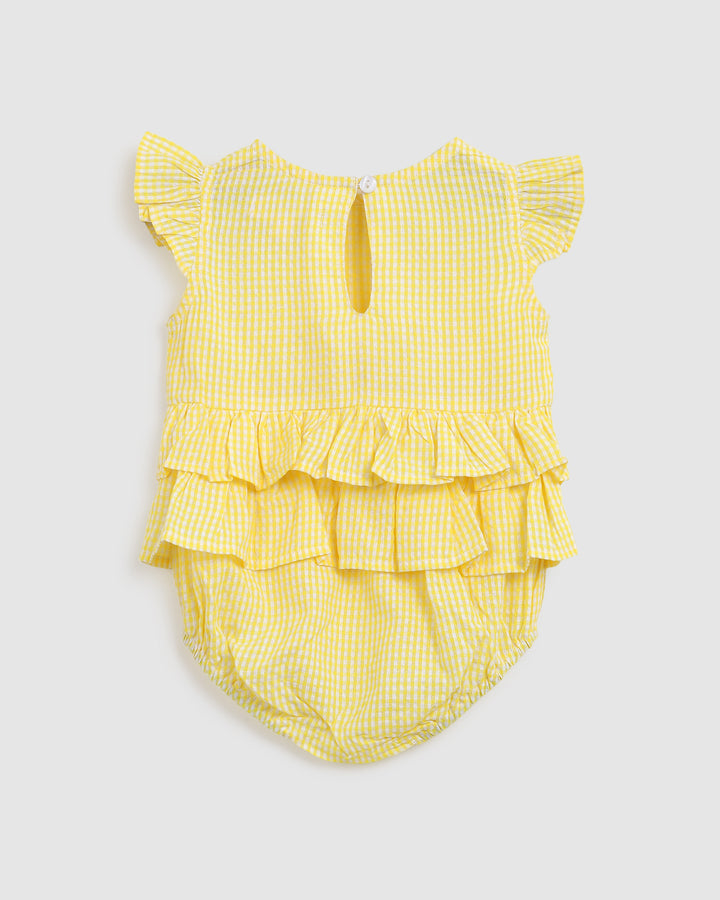 ALEX AND ANT - NELLIE PLAYSUIT: YELLOW GINGHAM [sz:0-3 MTHS]