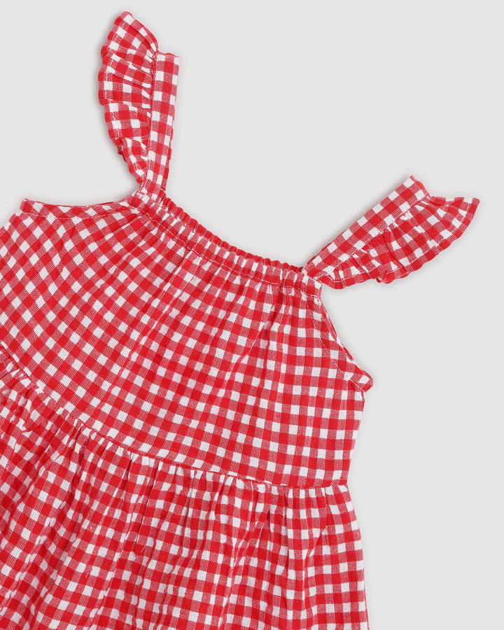 ALEX AND ANT - GLIMMER SET: RED/WHITE GINGHAM [sz:0-3 MTHS]