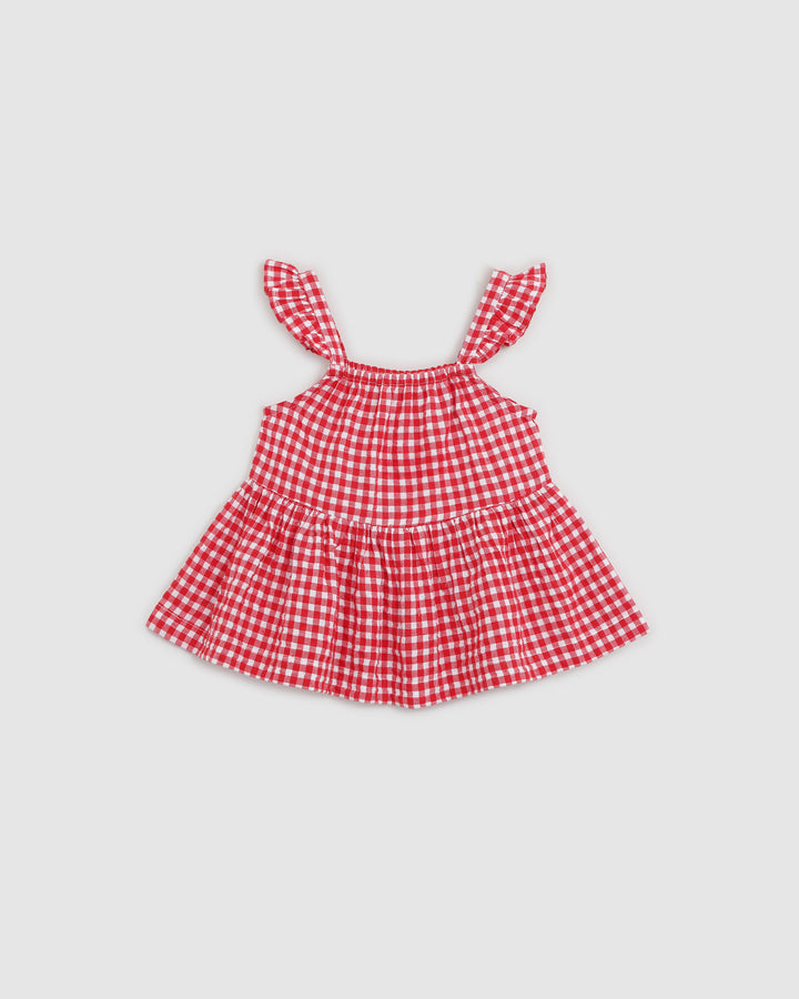 ALEX AND ANT - GLIMMER SET: RED/WHITE GINGHAM [sz:0-3 MTHS]