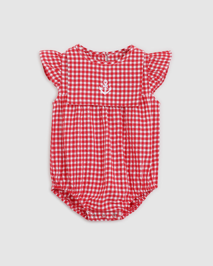 ALEX AND ANT - MARINA PLAYSUIT: RED/WHITE GINGHAM [sz:0-3 MTHS]