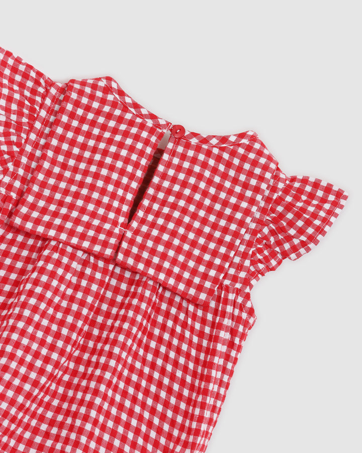 ALEX AND ANT - MARINA PLAYSUIT: RED/WHITE GINGHAM [sz:0-3 MTHS]
