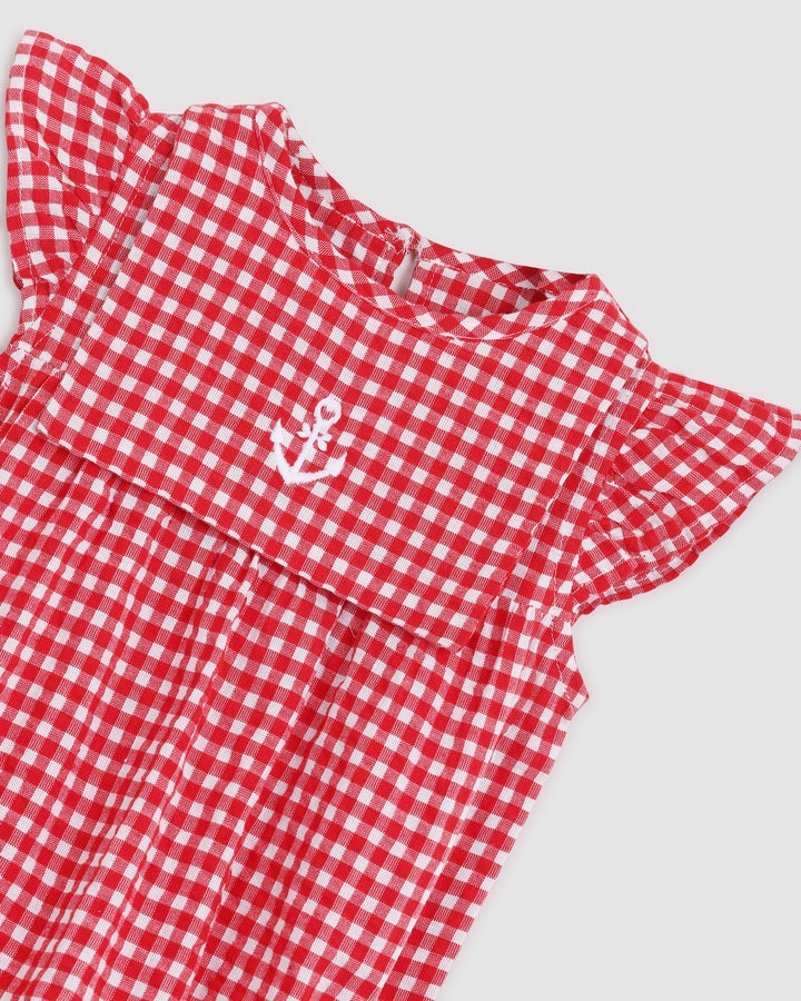 ALEX AND ANT - MARINA PLAYSUIT: RED/WHITE GINGHAM [sz:0-3 MTHS]