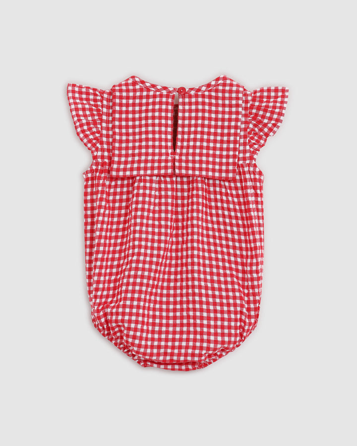 ALEX AND ANT - MARINA PLAYSUIT: RED/WHITE GINGHAM [sz:0-3 MTHS]