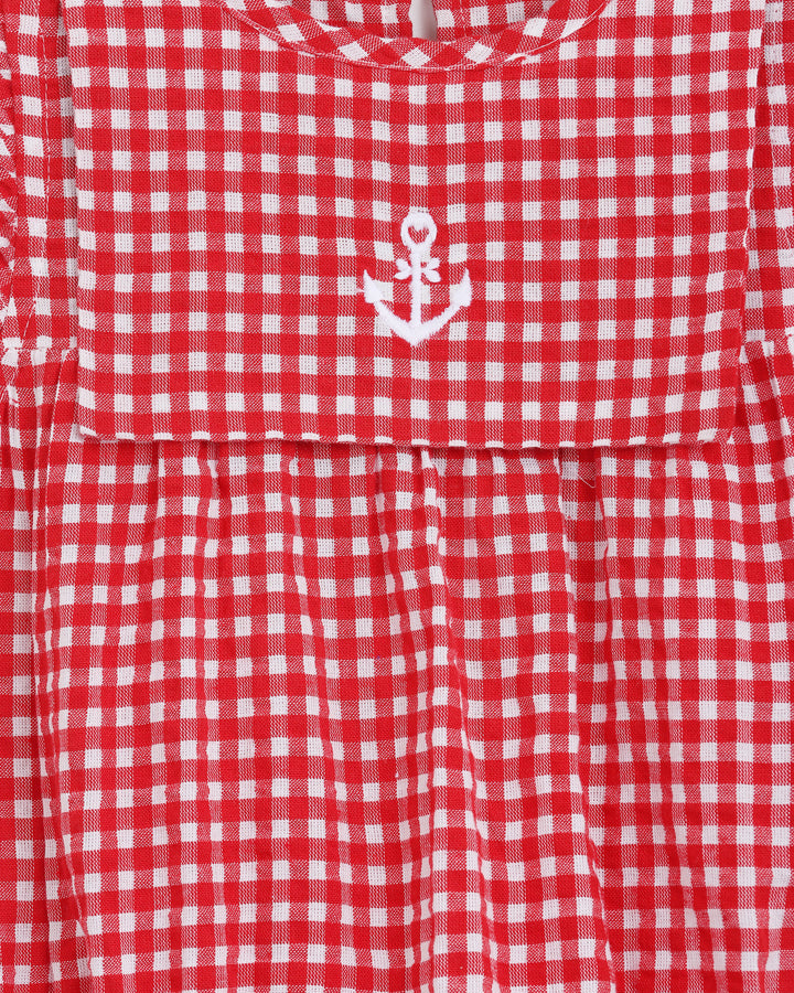 ALEX AND ANT - MARINA PLAYSUIT: RED/WHITE GINGHAM [sz:0-3 MTHS]